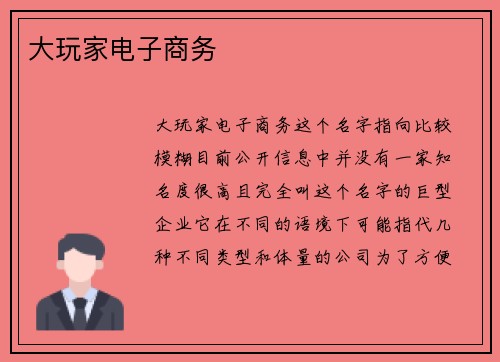 大玩家电子商务